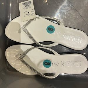 White fancy flip flops